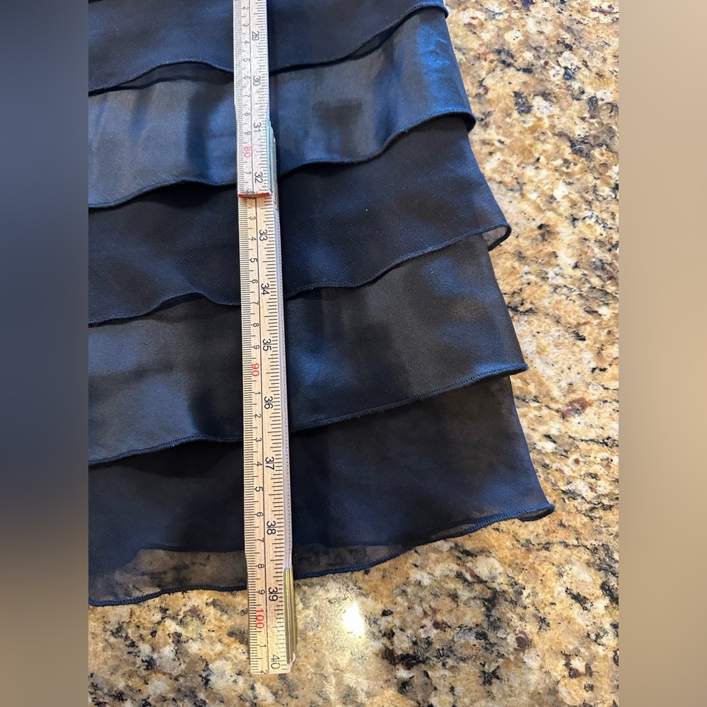 Adrianna women’s black tiered ruffle 100% silk y2k spaghetti strap dress sz 10 - Picture 6 of 7